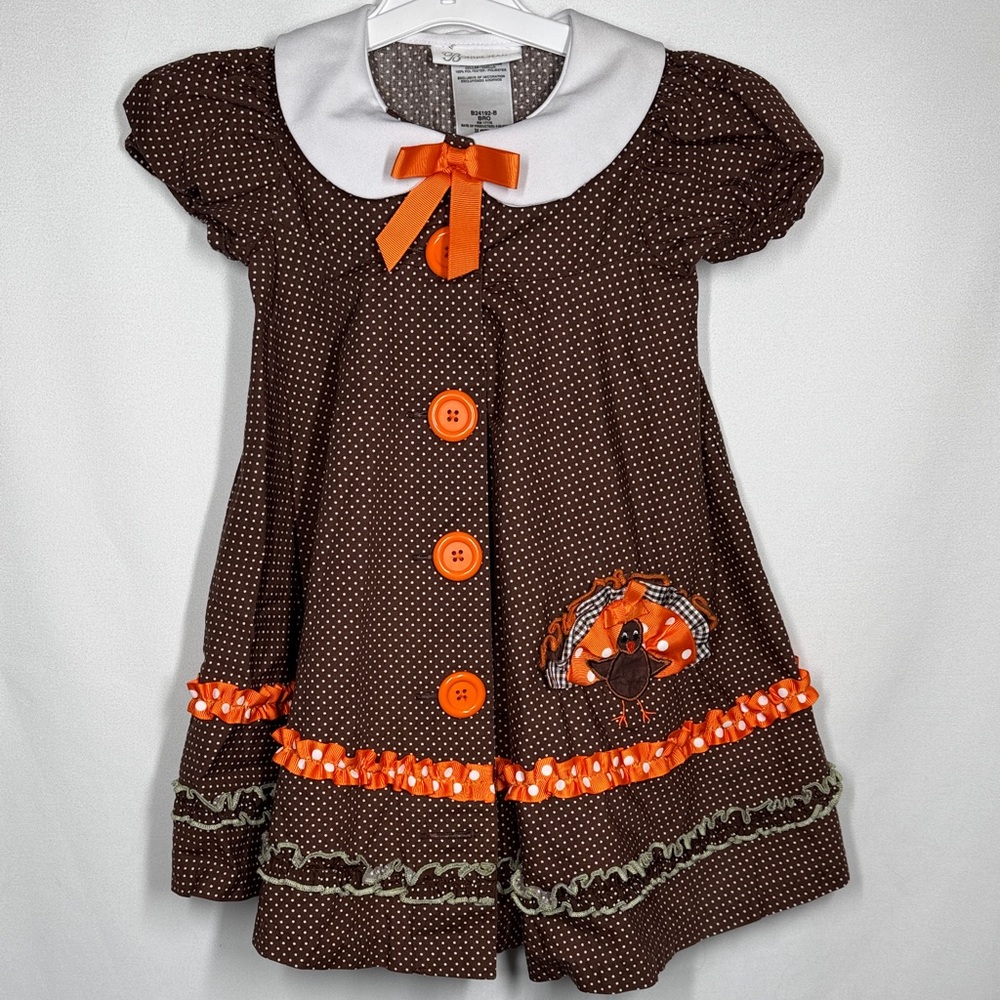 ❤️3/$30 Bonnie Jean Thanksgiving Toddler Dress - Size 3T